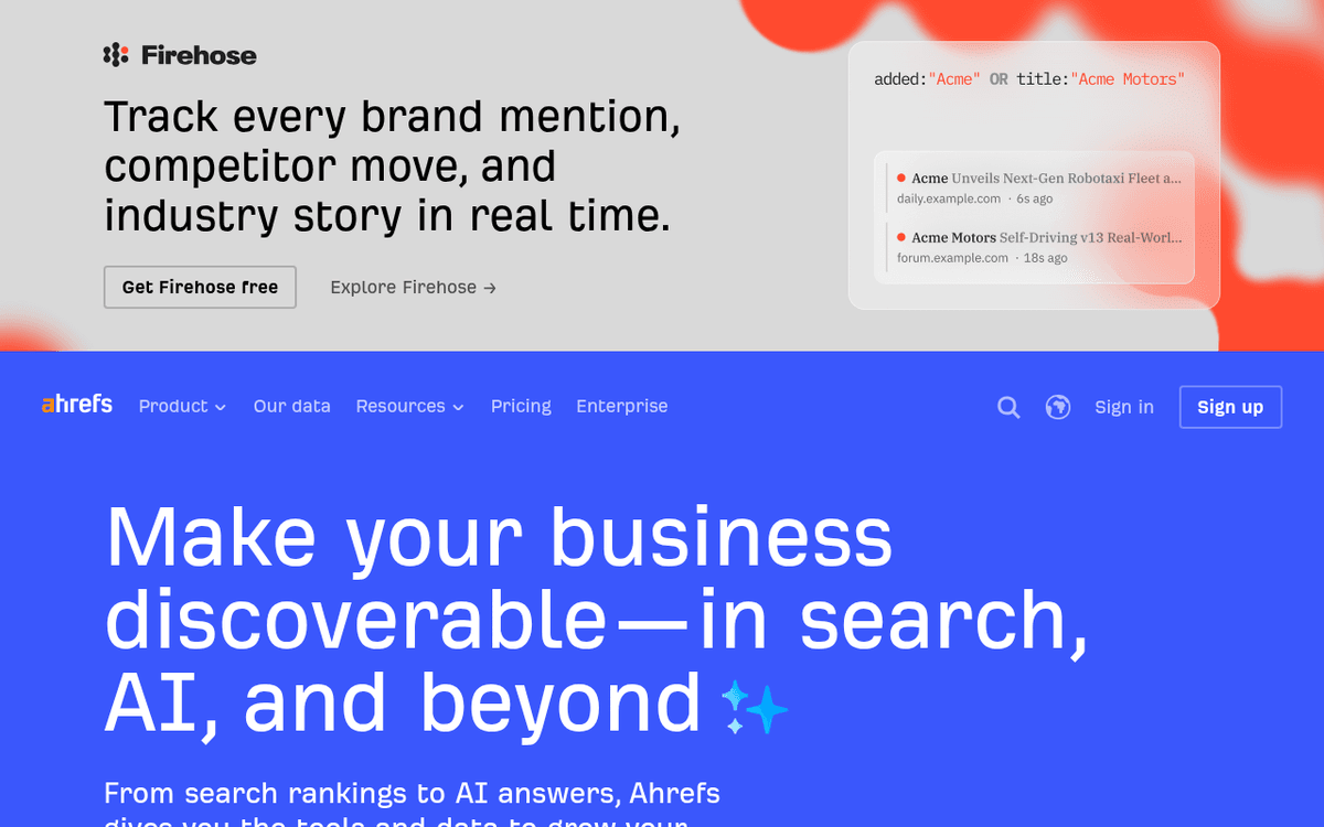 Screenshot of the Ahrefs website.