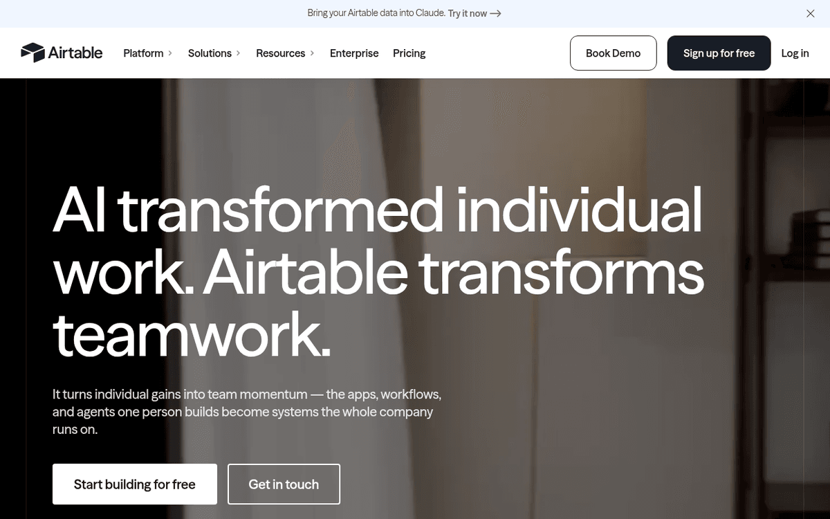 Screenshot of the Airtable Automations website.