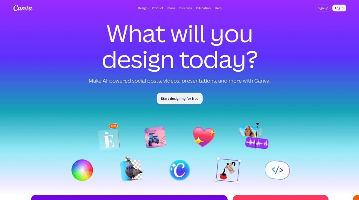 Screenshot of the Canva website.