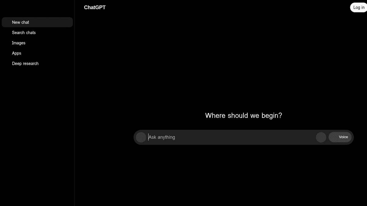 Screenshot of the ChatGPT website.
