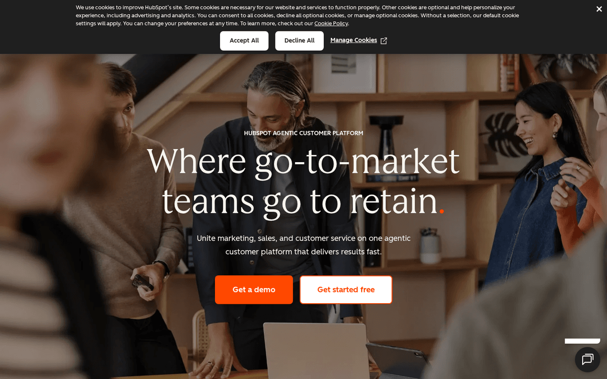 Screenshot of the HubSpot website.