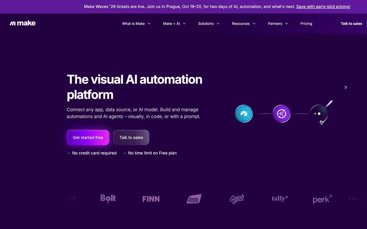 Screenshot of the Make website.