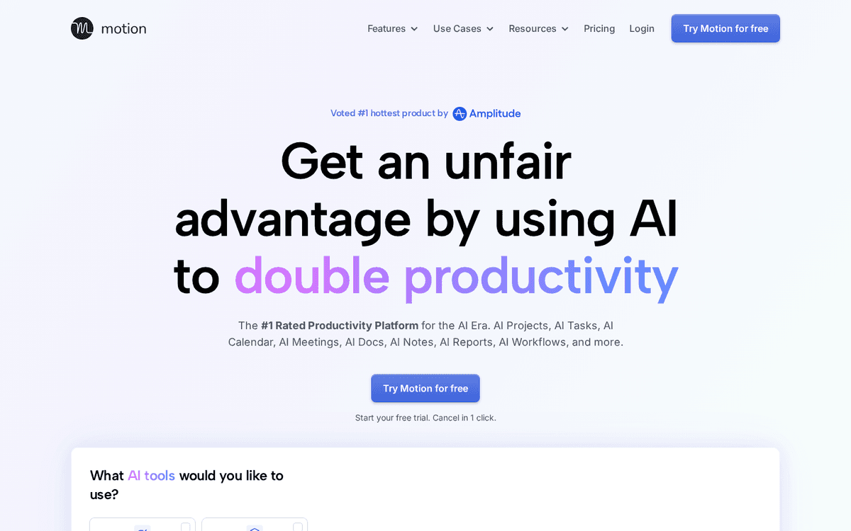 Screenshot of the Motion website.