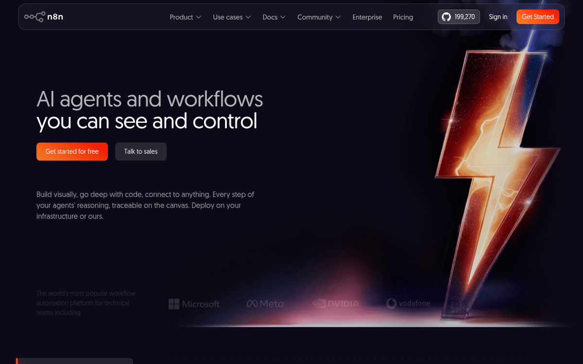 Screenshot of the n8n website.