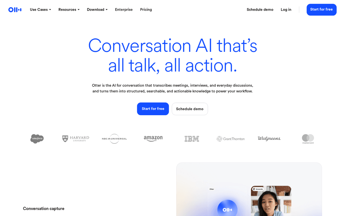 Screenshot of the Otter.ai website.