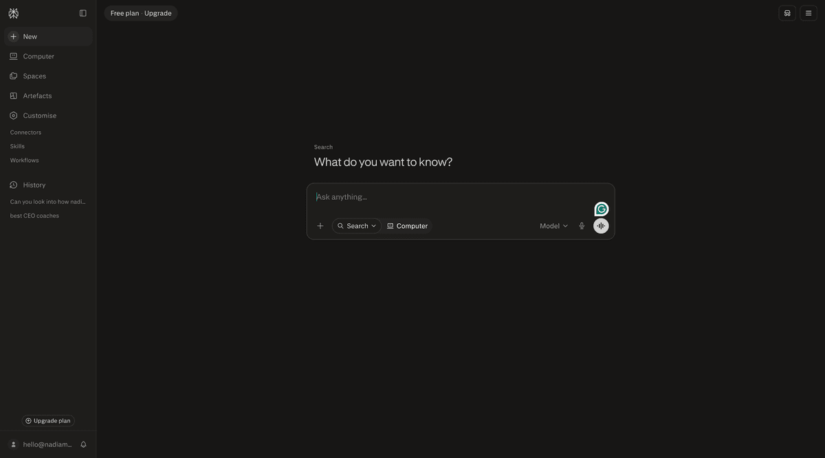 Screenshot of the Perplexity website.