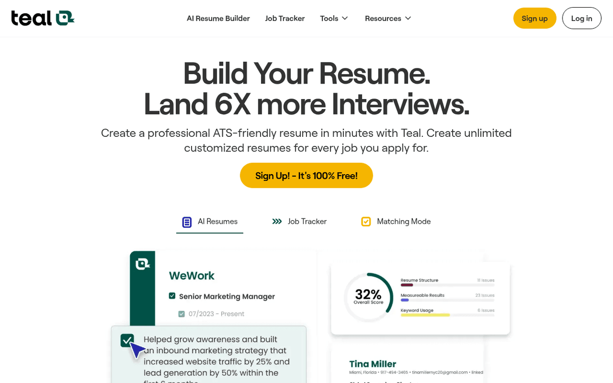 Screenshot of the Teal website.